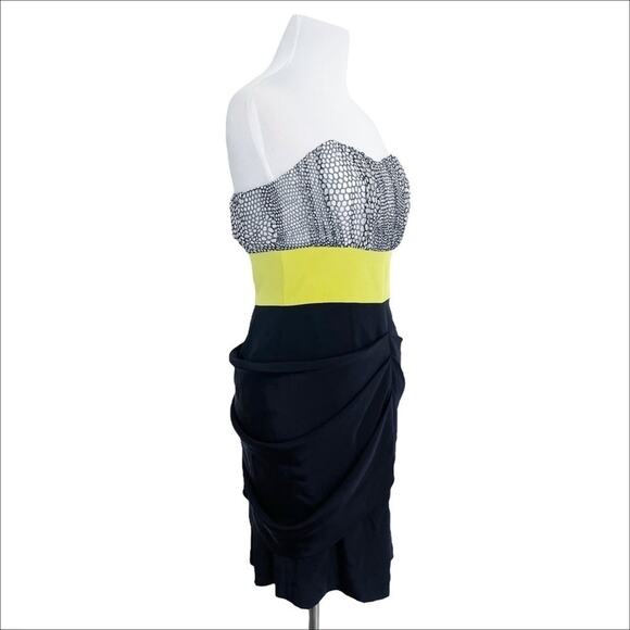 ABAETE Silk Strapless Colorblock Zipper Draped Minidress Size 2 - Picture 4 of 10